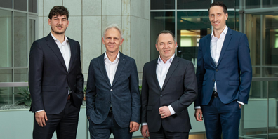 Das Team der St.Galler Kantonalbank überzeugte die «Bilanz»-Jury (v. l.): Marc Kressig (Kundenberater Institutionelle Anleger), Roger Hugentobler (Senior Portfolio Manager), Hanspeter Manser (Senior-Kundenberater Institutionelle Anleger) und Raphael Arn (Senior Portfolio Manager Nachhaltigkeit)