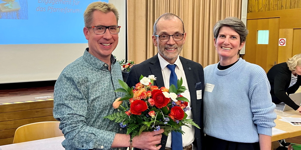 Neu gewähltes Vorstandsmitglied Roger Fuchs, der abtretende Fridolin Eberle und Vereinspräsidentin Pascale Baer-Baldauf.