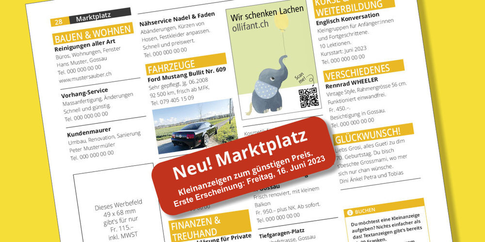 Kleinanzeigen gibt's schon ab 30 Franken.