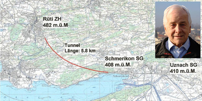 In zehn Minuten ohne Umsteigen von Rüti nach Schmerikon. Die Bahnlinie Schmerikon - Rüti würde die Streckenlänge wie die Fahrzeit zwischen Uznach und Rüti halbieren .