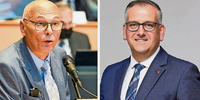 Roland Lutz, SVP-Kantonsrat und Projektleiter im Erziehungsrat (links) und  Bildungsdirektor Michael Stähli. 