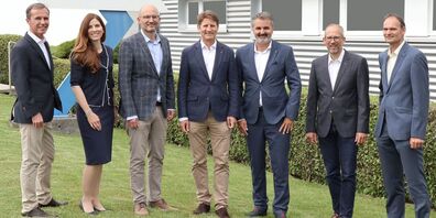 Verwaltungsrat Wasserversorgung RJ, v.l.n.r.: Reto Wolfisberg (Vizepräsident/Finanzen), Nicole Gierer (Recht/Verträge), Boris Meier (Vertreter Stadt), Christoph Lehmann (Präsident), Patrick Rieben (Aktuar/Immobilien), Roland Högger (Umwelt/Qualität/Nachhaltigkeit), Guido Helbling (Bau). 