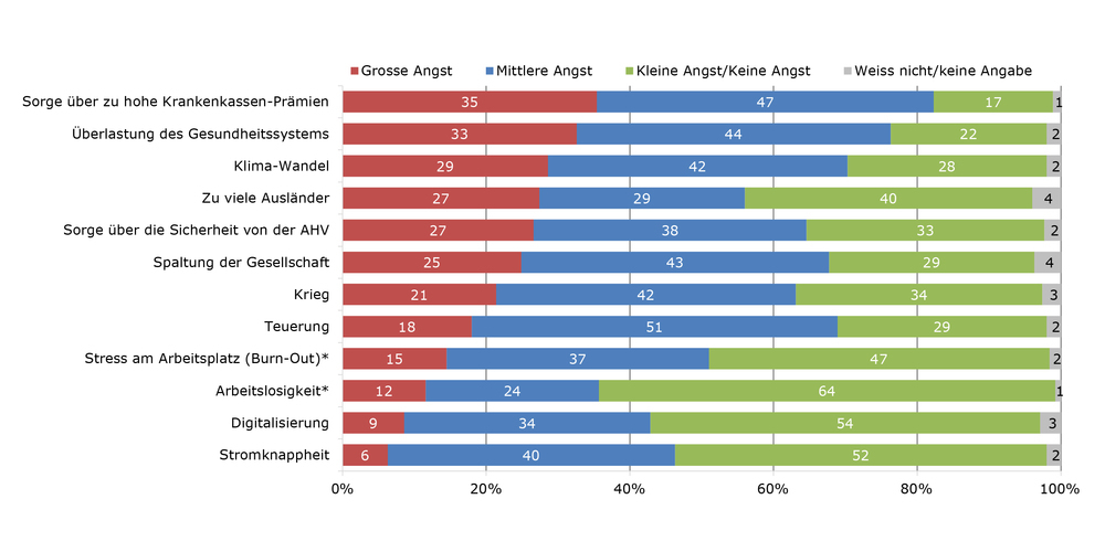 Die Grafik zeigt, was die Schwyzerinnen und Schwyzer am meisten beschäftigt. 