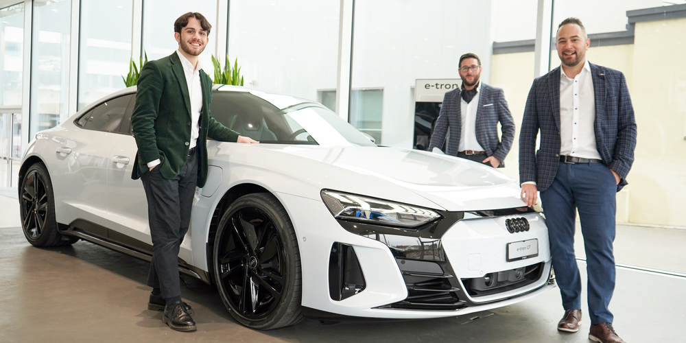 Das freundliche Audi-Verkaufsteam in der AMAG Schaffhausen:  Leandro Fiorito, Rocco Nardo und Moreno Mottola (v. l.).