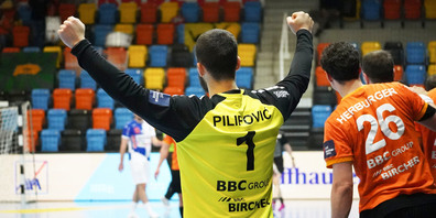 Die Hände in die Höhe, der Sieg in trockenen Tüchern. Auch gegen Kreuzlingen holen die Kadetten einen Sieg. (Archivbild)