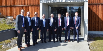 Leitender Ausschuss (v.l.n.r.): Markus Heer, Regierungsrat GL; Martin Bühler, Regierungsrat GR; Marc Mächler, Regierungsrat SG; Hansueli Reutegger, Regierungsrat AR; Alfred Stricker, Regierungsrat AR; Stefan Müller, Landeshauptmann AI; Urs Martin, Regierungsrat TG; Roger Nobs, Ratschreiber AR. Abwesend: Patrick Strasser, Regierungsrat (SH).
