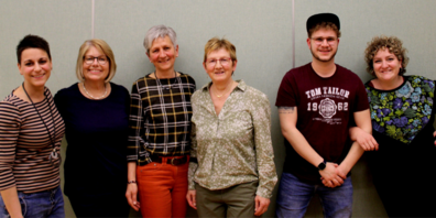 Die Vorstandsmitglieder von links:  Debi Frei, Matilda Paggioli, Judith Schönauer, Marianne Brägger, Flavio von Siebenthal (ehemaliger Präsident) Karin Bosshard (neue Präsidentin)