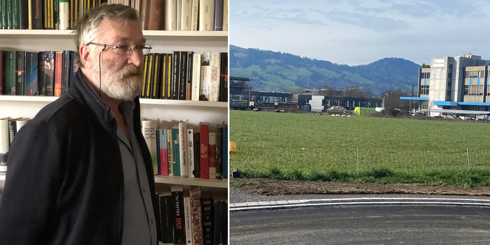 Ex-SP-Präsident Hanspeter Raetzo verlangt vom Kanton in seiner Beschwerde, dass der Verkauf der Wiese im Joner Schachen (Bild rechts) dem fakultativen Referendum unterstellt wird.