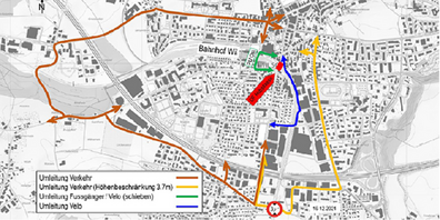 Plan Umleitungen Hubstrasse