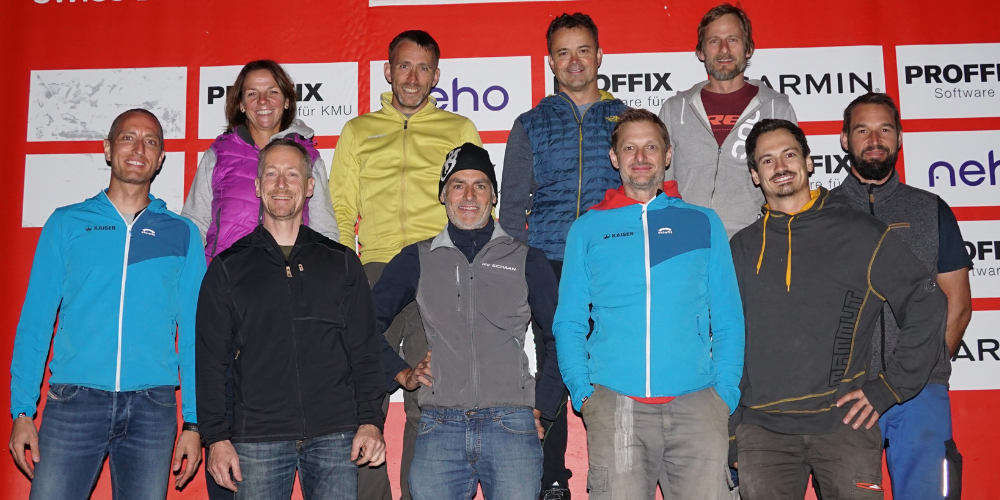 Das OK ist für den Swiss Bike Cup vom 15. und 16. April in Schaan bereit. (Hinten von links): Evi Vallone, Thomas Hollenstein, Martin Püntener und Arthur Wenaweser. Vorne: Mario Keller, Andre Rheinberger, Marco Sprenger, Markus Batliner, Dimitri Isler (Projektleiter Swiss Bike Cup Schweiz) und Stefan Kaufmann.
