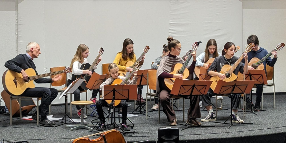 Das Ensemble Flying Notes in der Aula im Wiesenau