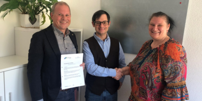 Freuen sich gemeinsam über die Kooperation (vlnr): Markus Dürrenberger (Spitex RhyCare), Andreas Schlaszus (Psych Spitex Ost) und Susanne Luisi-Schmid (Spitex RhyCare)