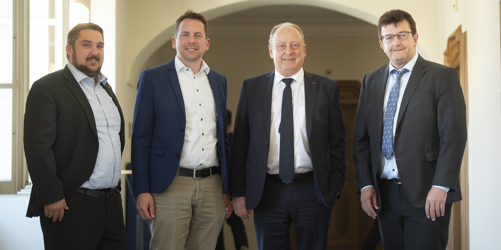 SVP-Delegation aus dem Toggenburg im St. Galler Kantonsrat: Mirco Gerig, Ivan Louis, Christian Spoerlé und Linus Thalmann (von links).