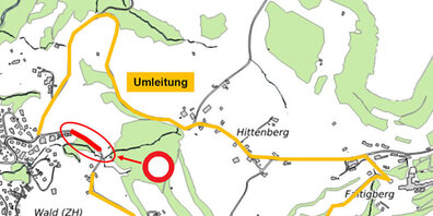 Die Sanatoriumstrasse wird ab Haus Nr. 74 gesperrt.