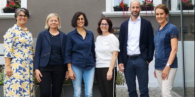 Von links: Sabina Saggioro, Dorothée Röschl, Mariella Kocher, Rupp Judith, Samuel Hanselmann und neu im Vorstand, Carla Weismann. Es fehlt Corina Forsythe.