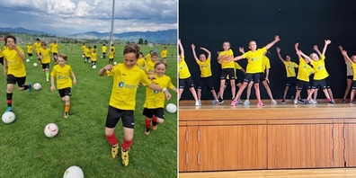 Erlebnisreiche Sommerferien für Kinder mit dem Uzner Fussball- (l.) oder dem Rapperswiler Tanzcamp.