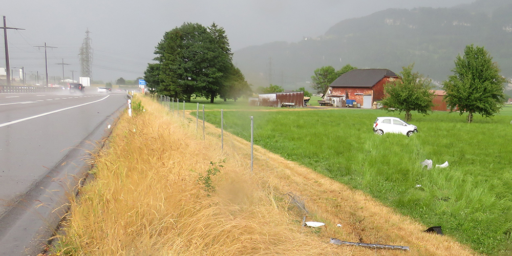 Auf dieser Wiese kam das Fahrzeug zum Stehen.