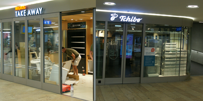 Der Tchibo und Migros-Take-Away räumen ihre Plätze.