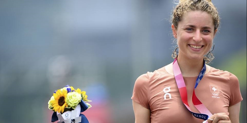 Wird man in Paris nicht sehen: Marlen Reusser an der olympischen Siegerehrung.