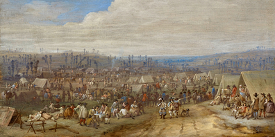 Eines der beiden gestohlenen Bilder: Robert van den Hoeckes «Soldaten im Lager» (Ausschnitt).