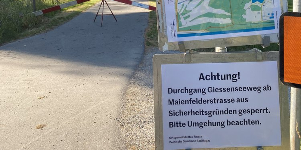 Kein Durchgang: Der beliebte Spazierweg zum Giessenpark-See ist nach dem Zwischenfall vom 12. Juni gesperrt. 