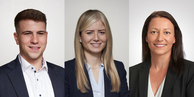 Drei Beförderungen bei der Ersparniskasse: Jeremy Schenkel, Anica Maloca und Brigitte Schäfer erhalten die Handlungsvollmacht.