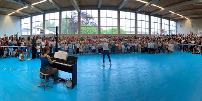 Der Start des Wiesenau-Festes startete in der Turnhalle mit dem Flahmob sowie mit der Uraufführung des Liedes «Die 4 Elemente». Wegen schlechter Witterung fanden die Aufführungen in der Aula und anderen Räumlichkeiten statt. Am traditionellen Fest selbst nahmen etwa  650 Gäste teil.