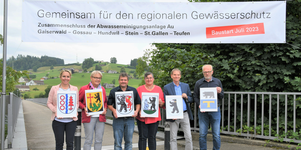 V.l.n.r.: Seraina Buob (Gemeinderätin Gaiserwald), Gaby Krapf (Stadträtin Gossau), Heimo Brülisauer (Gemeinderat Hundwil), Petra Hanel Sturzenegger (Gemeindepräsidentin Stein), Peter Jans (Stadtrat St.Gallen), Peter Renn (Gemeinderat Teufen).