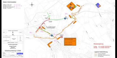 Der Kreisel Acherli ist von Freitag bis Montag gesperrt wegen Belagsarbeiten. 