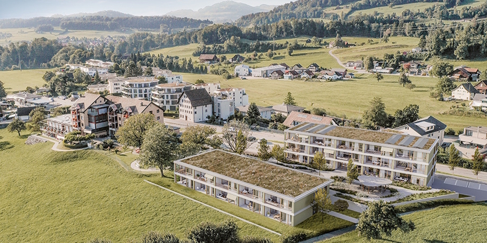 Erste Visualisierung des Bauprojekts für Alterswohnungen in St.Gallenkappel, entworfen vom Eschenbacher Architekt Christian Rüegg.