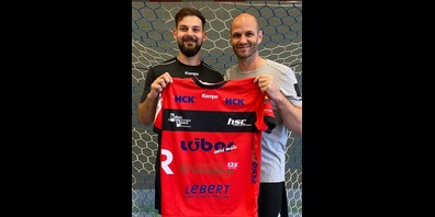 Karlo Ladan wechselt von Strasbourg zum HSC Kreuzlingen, HSC-Chefrainer Heiko Grimm freut sich.