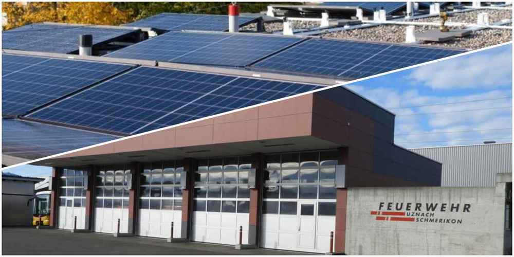 Die Idee für eine Photovoltaik-Anlage auf dem Depot der Feuerwehr Uznach-Schmerikon (r.) wird weiterverfolgt.