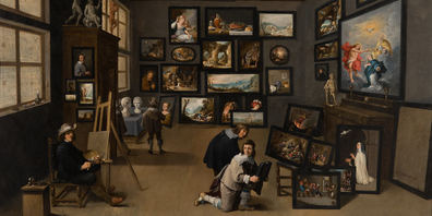 Thomas van Apshoven, Kunstkammer mit dem Maler David Teniers, 1651