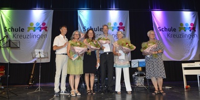 Es gab auch Ehrungen und Verabschiedungen an der Schule Kreuzlingen. Im Bild (von links nach rechts) Erwin Fehr, Alba Saurer, Barbara Springer, Hans-Jürgen Michael, Gabriella Graf, Barbara Kammacher.