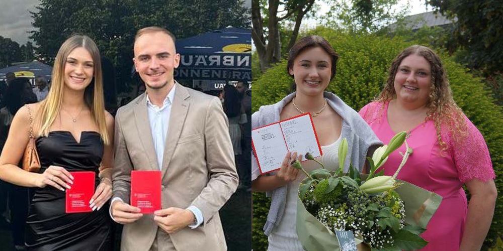 Matea Zeba und Brilant Ibrahimi, sowie Julia Tischhauser neben ihrer Ausbilderin (rechts).