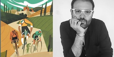 Der 48-jährige Riccardo Guasco und seine Illustration des Legendenrennen Eroica.