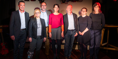 Vorstand an der Gründungsversammlung am 24.5.2023, v.l.n.r: Toni Thoma, Maria  Pappa, Raffael Gemperle, Laura Vogt, Reto Kaelli, Marina Pondini, Elisabeth Nembrini – es fehlt Marc Jenny.