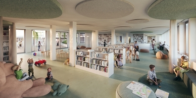 Blick in den Kinderbereich der neuen Kantons- und Stadtbibliothek in St.Gallen.