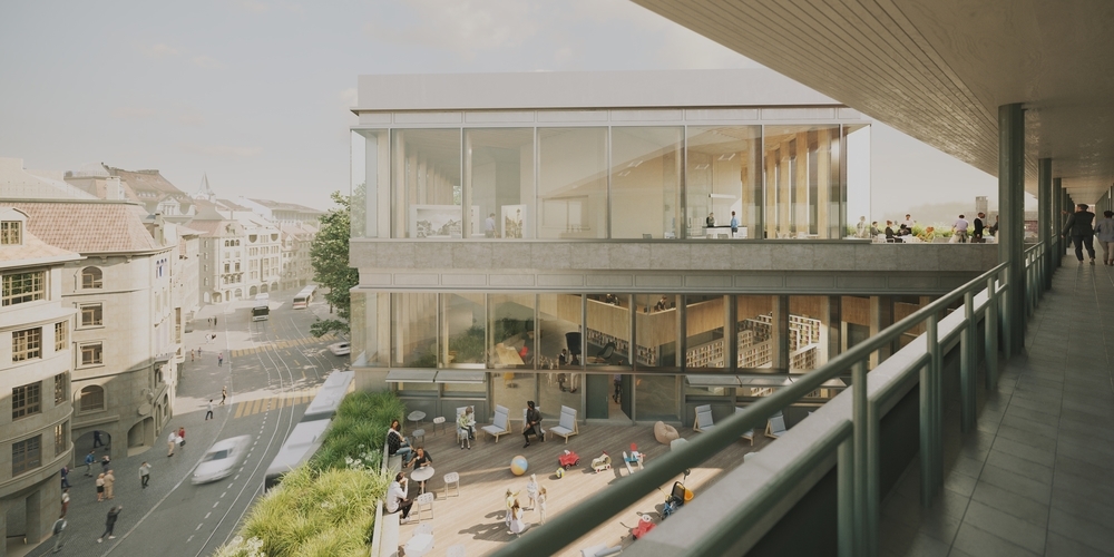 Visualisierung der geplanten neuen Stadt- und Kantonsbibliothek in St.Gallen. Das Projekt soll Anpassungen erhalten. (Archivbild)
