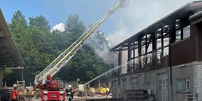 Beim Brand dieser Lagerhalle in Hefenhofen entstand Schaden von mehreren hunderttausend Franken.