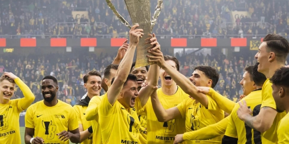 Kollektive Ekstase: Die Young Boys feiern das Double frenetisch.