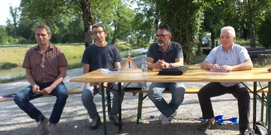 v.l. Fachplaner Roland Hollenstein, Matthias Kreis, Sascha Weder und Roland Wälter bei der Medienorientierung zum Auflageverfahren