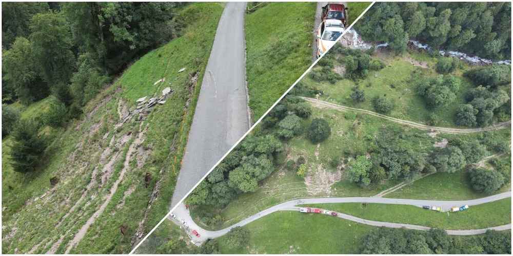 Das Fahrzeug fuhr aus unbekannten Gründen linksseitig über den Strassenrand hinaus.