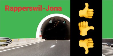 Rapperswil-Joner können zum Tunnel jetzt schon abstimmen. In der  Umfrage von Linth24. Daumen hoch oder Daumen unten? Stimmen Sie mit.