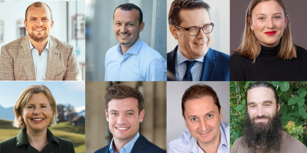 v.o.l: Oskar Seger, Arbër Bullakaj, Beni Würth, Meret Grob, Esther Friedli, Andrin Monstein, Patrick Jetzer und Stefan Hubschmid