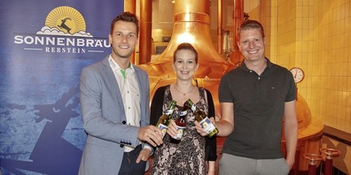 vl. GF Michael Dietrich (Rhema), Claudia Graf und Dominik Sieber (Sonnenbräu)
