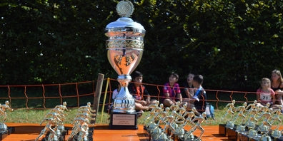 Diesen Wanderpokal erhält die Schulklasse mit den anteilsmässig meisten Teilnehmerinnen und Teilnehmern.