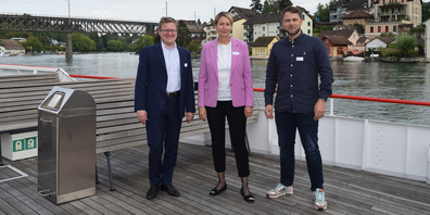 Philip Sommer (l.), Andrea Rytz und Tobias Wolf unterhielten das Publikum auf der IVS-Schifffahrt mit spannend Vorträgen und Ansichten über das Gesundheitswesen.