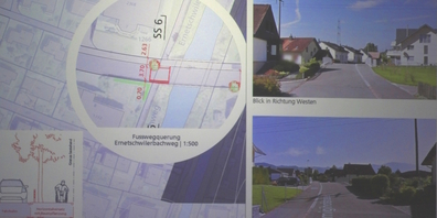 Ausschnitt aus der Präsentation des Fuss- und Velowegkonzeptes Eisenbahnstrasse bis Wiesentalstrasse von Gemeinderat und asa AG.