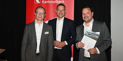 Präsentieren die Immobilien-Studie: (v. l.) Patrick Caspar, Geschäftsleitung SZKB, Patrick Schnorf, Wüst&Partner, und Thomas Rühl, CIO SZKB. Bild Martin Risch